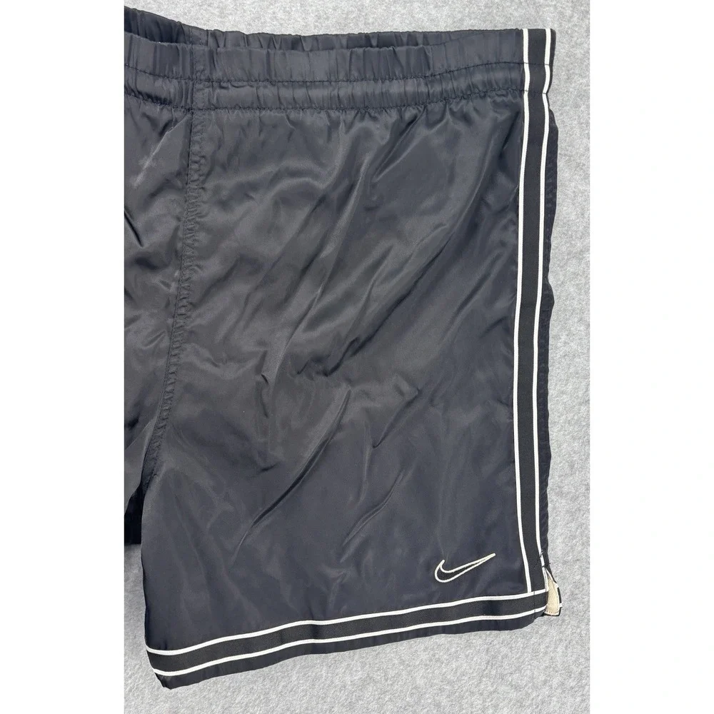 Nike Vintage Black Lined Nylon Running Shorts‎ Men's Large Embroidered Logo
